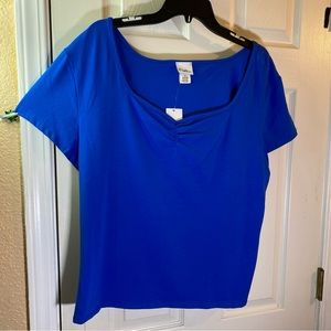 Rue 21 Women Plus 3X Top Blouse Shirt Short Sleeve Stretch Spandex Comfort Relax